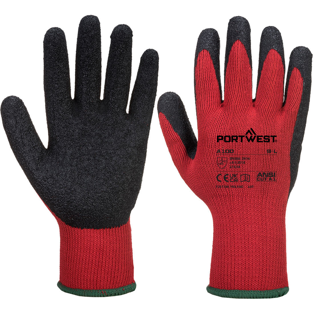 Guante palma de latex Grip. Tallas M, L y XL