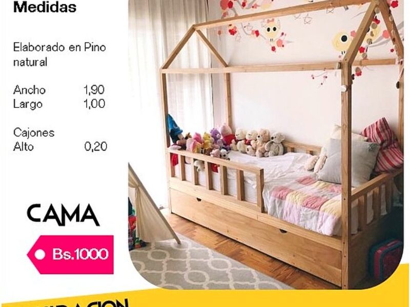 Cama Madera Santa Cruz