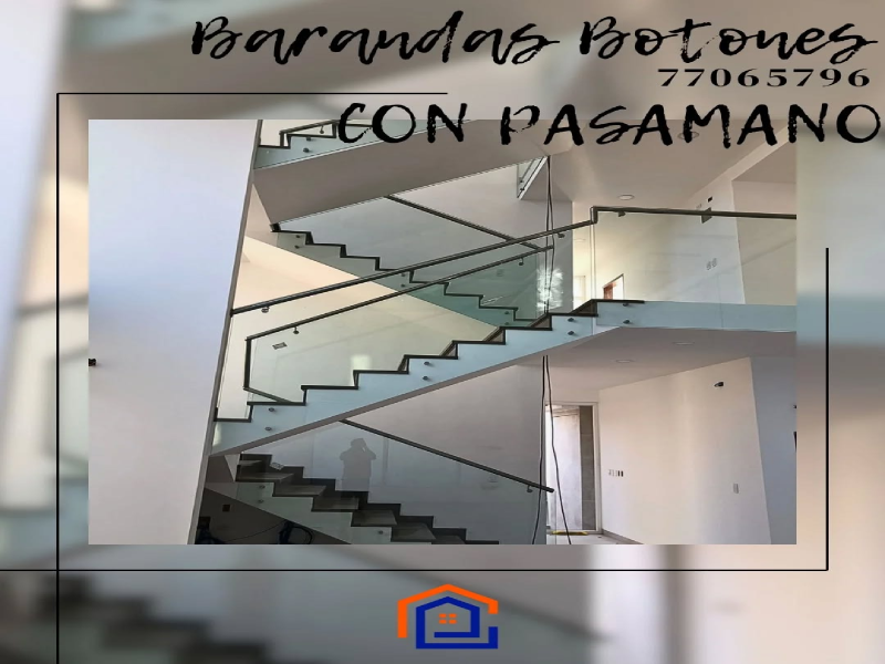 Barandas de vidrio templado con pasamano