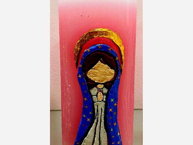 Vela decorada Virgen Santa Bolivia