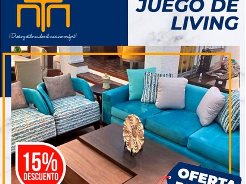 Juego living sillones turquesa con mesa 