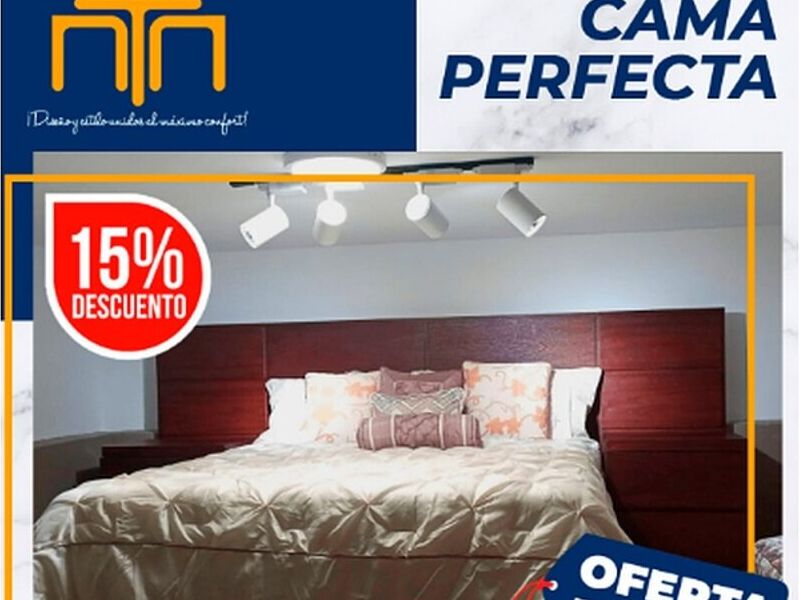 Cama 2 plazas madera 