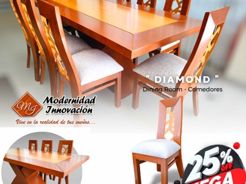 Mesa rectangular madera 8 sillas