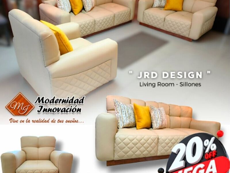 Sala completa 3 sillones beige