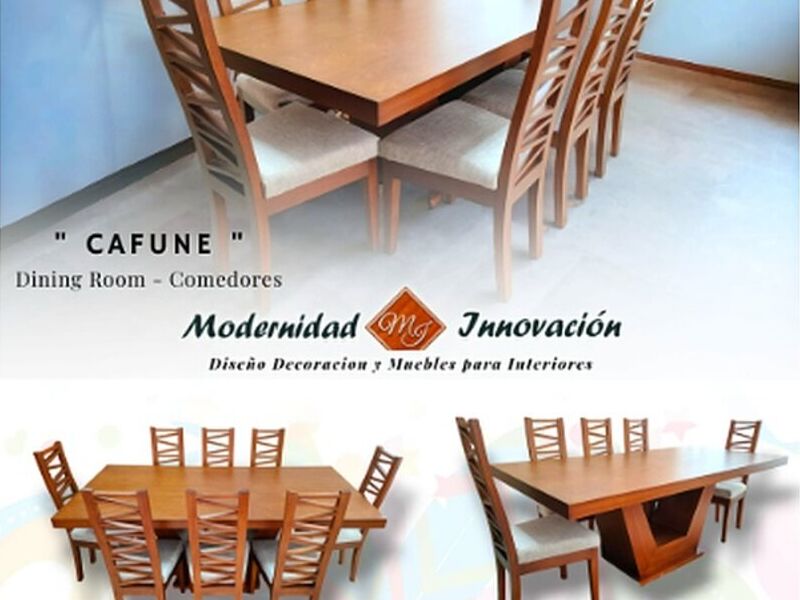 Mesa comedor Cafune 8 sillas madera