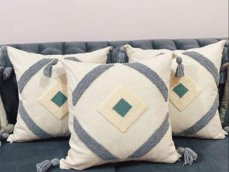 Cojin rombo gris blanco Bolivia 