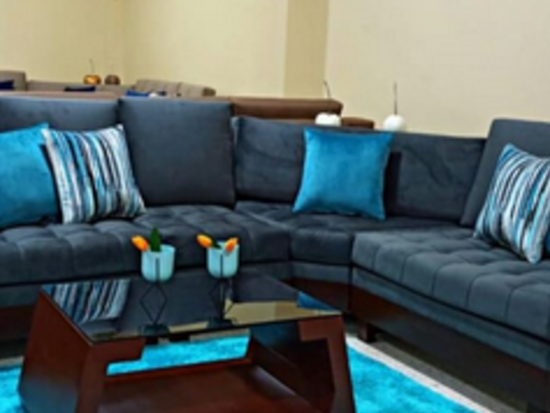 Sofa esquinero con detalle de madera  TARIJA