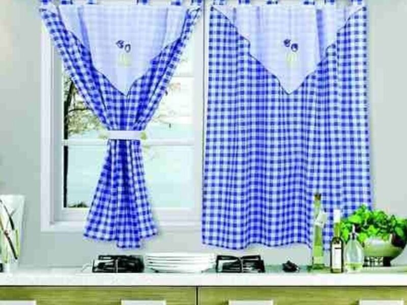Cortina Presilla Azul Cuadros Sucre