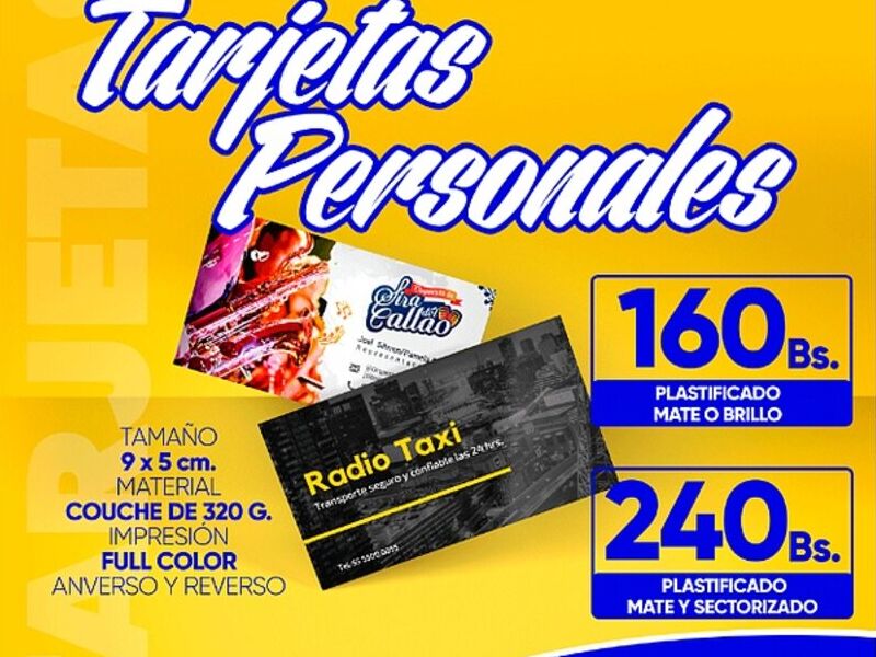 Tarjeta presentación Bolivia 