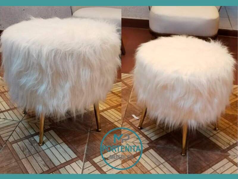 Taburete Peludo Blanco Cochabamba