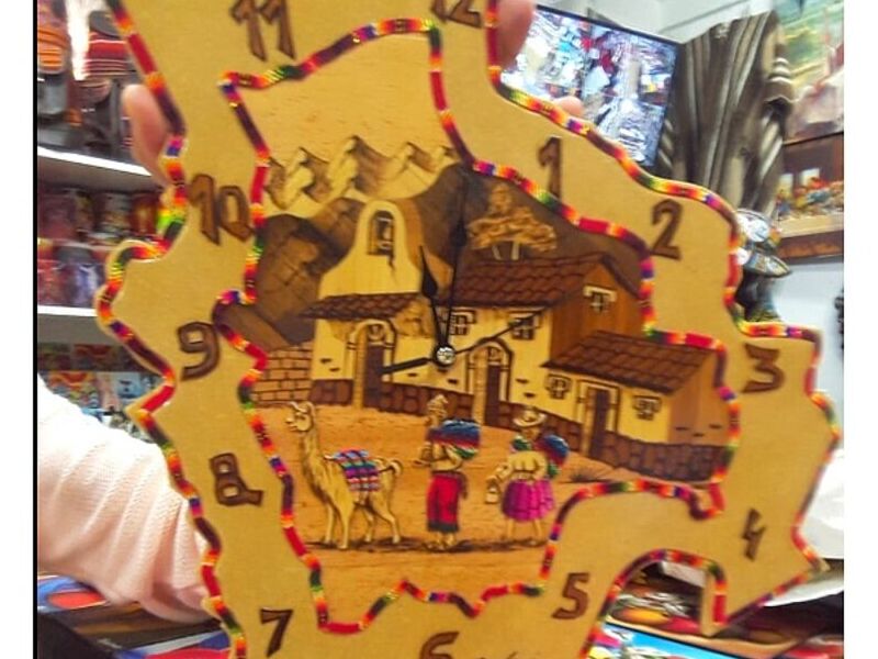 Reloj Pintado Mano Mapa Bolivia
