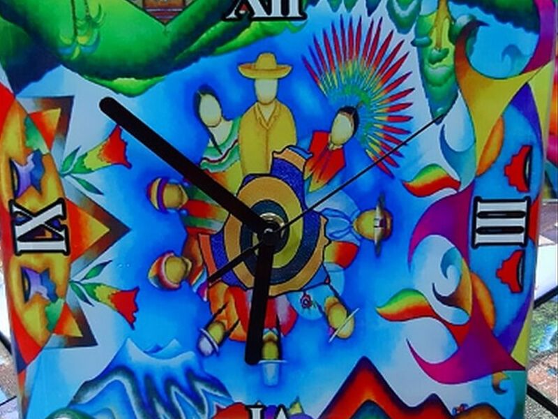 Reloj Pintado Mano Cuadrado Bolivia