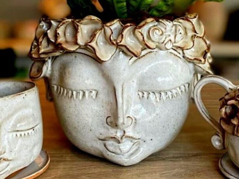 JUEGO ADORNOS/MACETERO CERAMICO 1