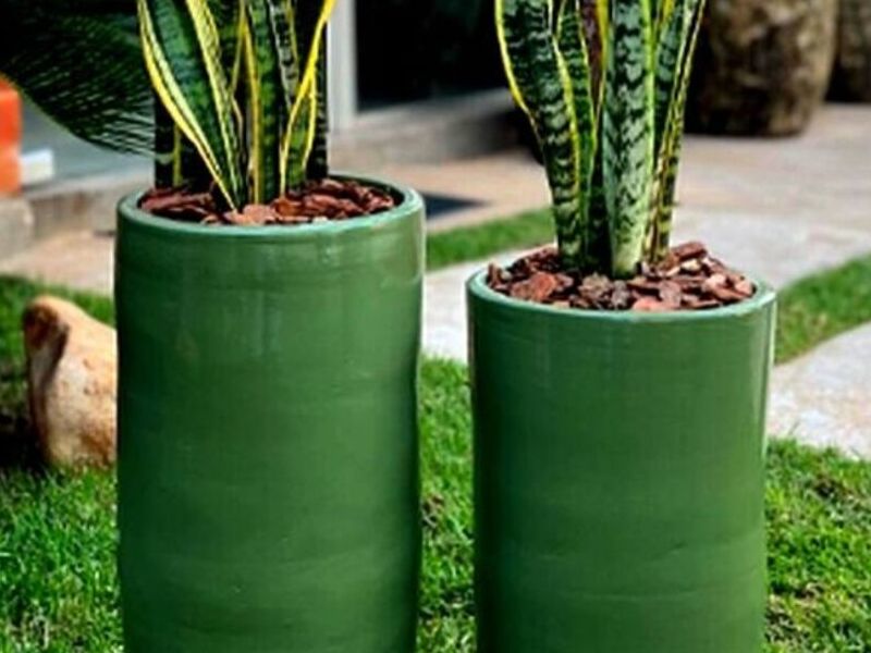 MACETA JARDINERA CILINDRICA VERDE 1