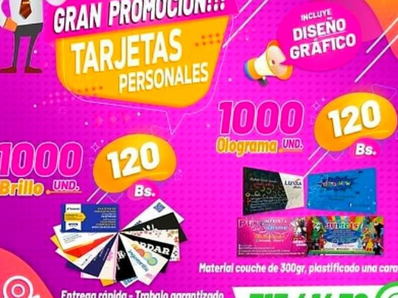TARJETAS PERSONALIZADAS BOLIVIA 