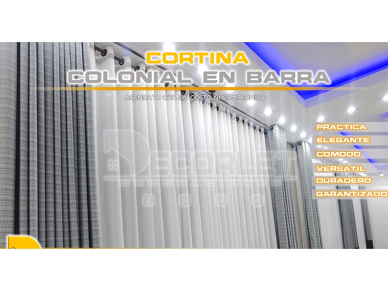 Cortina Colonian Duo Gris Ondulada La Paz Decorlet