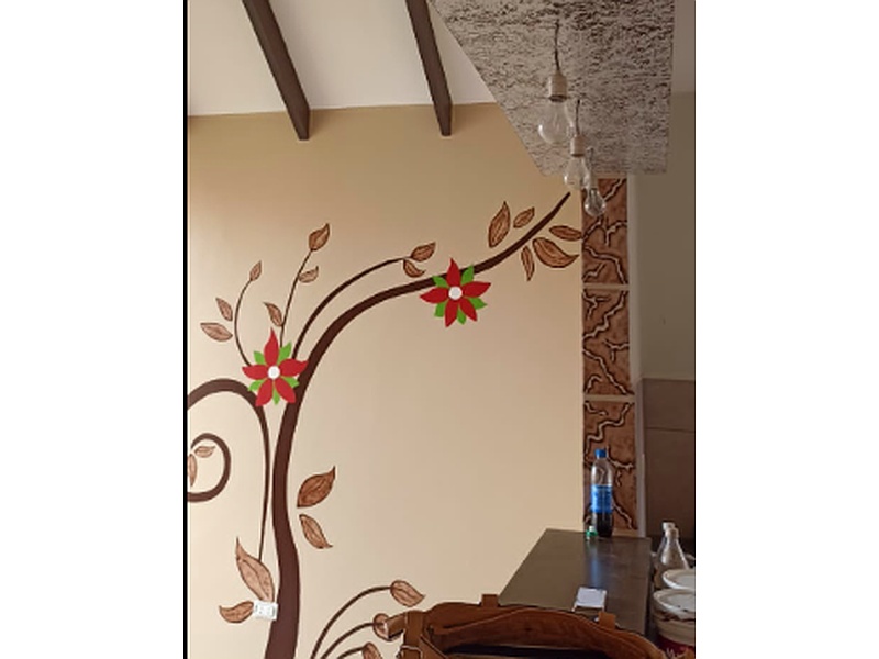 Pared decorativa diseño floral colorido Santa Cruz 