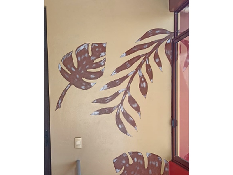 Pintura decorativa de pared diseño tropical Santa Cruz