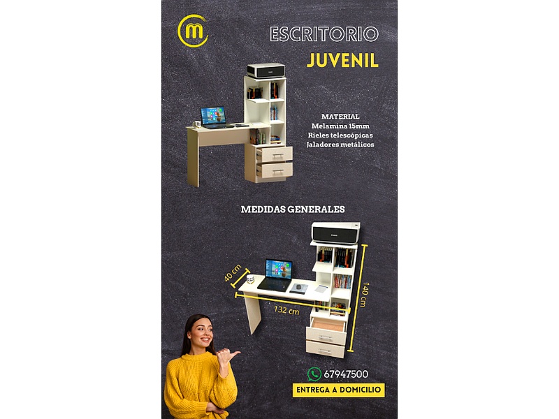 escritorio juvenil Potosí Melavision - Muebles - Melamina