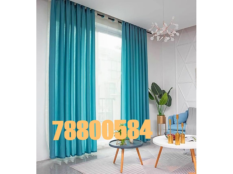 cortina doble azul La PAZ Cortinas Bellas