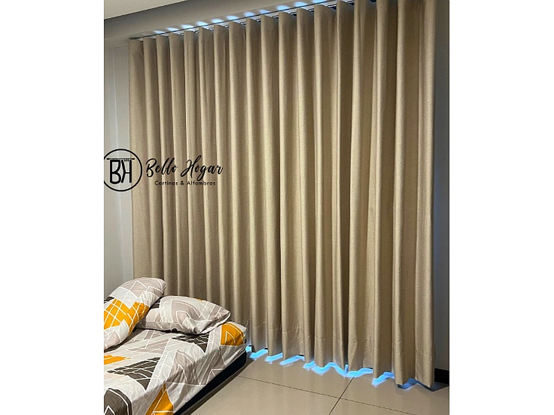 cortina ondas perfectas beige Santa Cruz Cortinas y Alfombras Bello Hogar