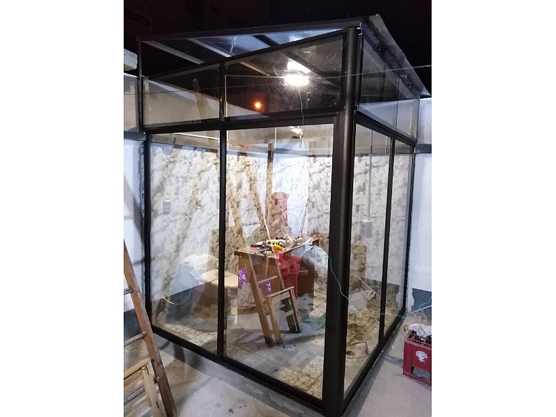 puerta de cristal La Paz Carpintería En Aluminio y Melanina Luna Alegado