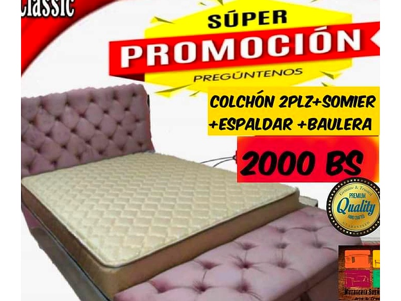 cama tapizada color rosa Santa Cruz Mueblería Sueño Divino