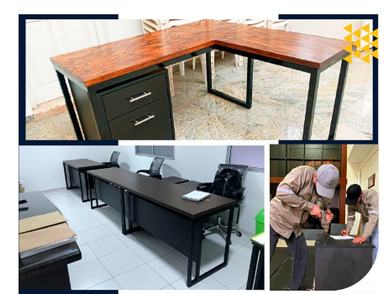escritorio de madera y metal Santa Cruz Muebleria Luciane