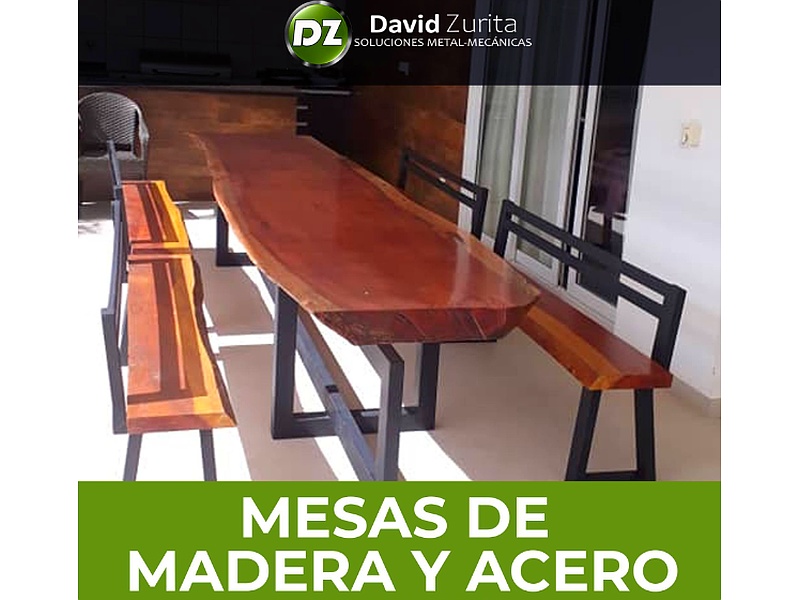 mesa de madera y acero Santa Cruz Estructuras Metálicas "DZ"