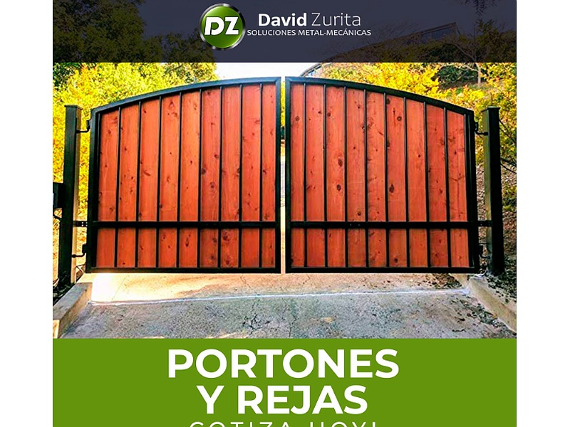 portón de metal y madera Santa Cruz Estructuras Metálicas "DZ"
