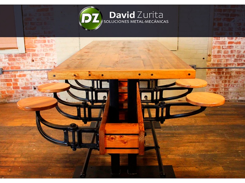mesa de madera y metal Santa Cruz Estructuras Metálicas "DZ"