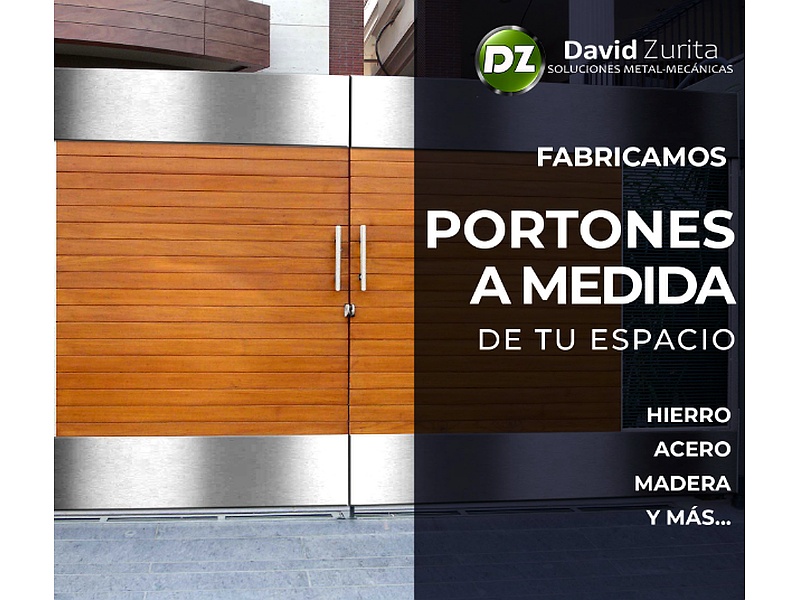 portón de metal y madera garaje Santa Cruz Estructuras Metálicas "DZ"