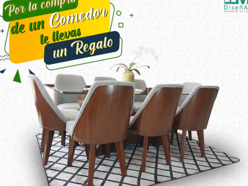 Mesa de comedor vidrio y 8 sillas Santa Cruz