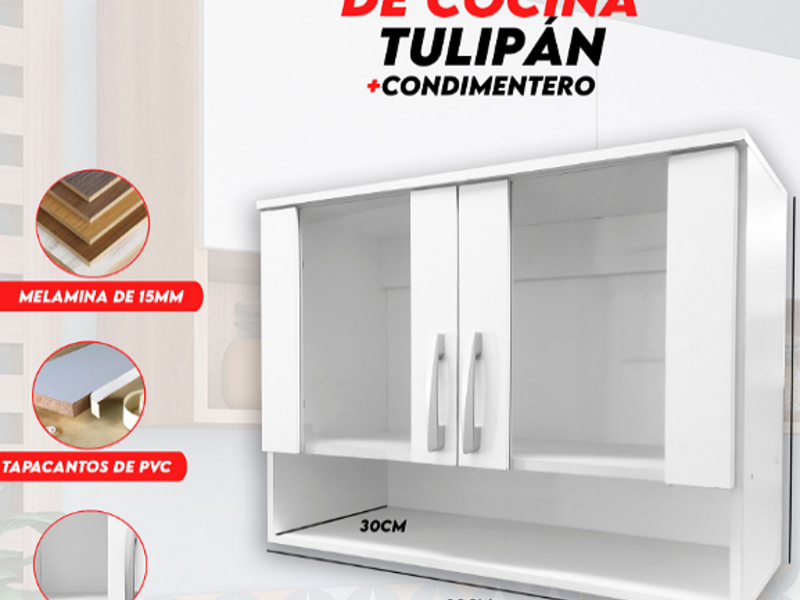 Mueble aéreo de cocina tono blanco Santa Cruz